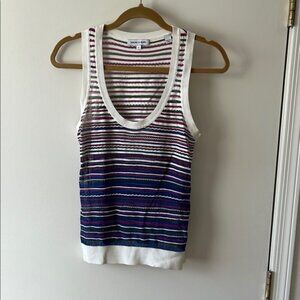 Veronica Beard Nabella Stripe Pointelle Sweater Tank Size S NWOT